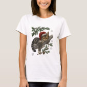 Funny Sleeping Christmas Cat with Santa Hat T-shirt (Voorkant)