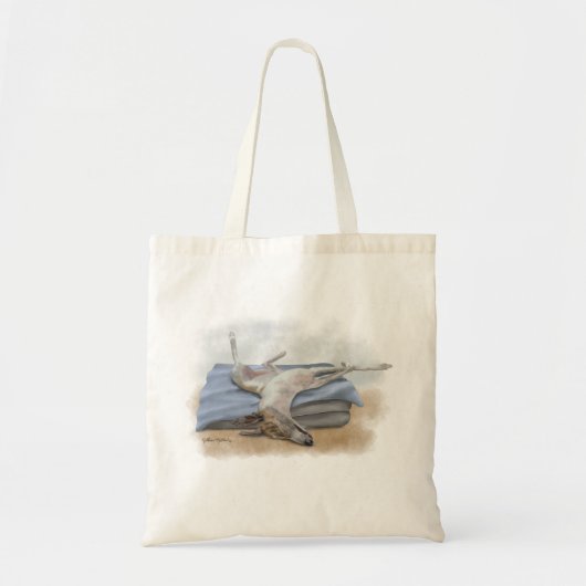 Funny Sleeping Greyhound Cartoon Tote Bag (Voorkant)