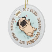 Funny Sleeping Pug Ornament | Eat Sleep Repeat Dog (Links)