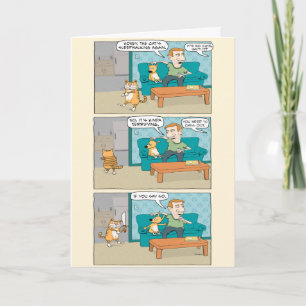 Funny Sleepwalk Cat Birthday Kaart