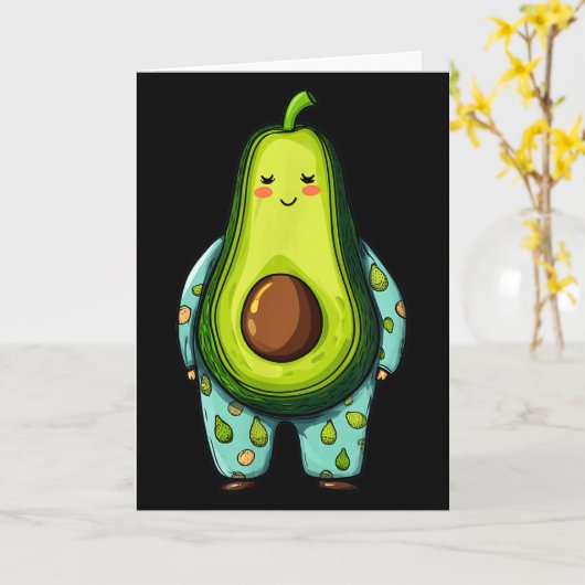 Funny Sleepy Avocado In Pajama Costume For Boys An Kaart (Gele Bloem)