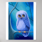 Funny Sleepy Blue Owl Poster (Voorkant)