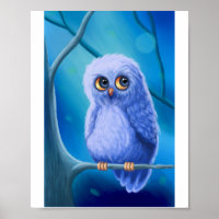 Funny Sleepy Blue Owl