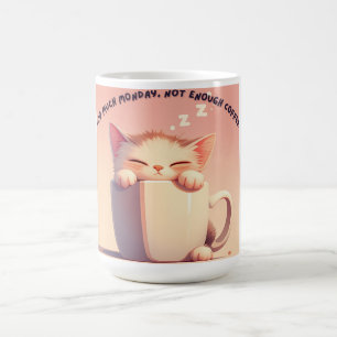 Funny Sleepy Cat Coffee Mok – Maandag Mood