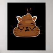 Funny Sleepy Cat Emoji Pajama Poo Emoticon Humor Poster (Voorkant)