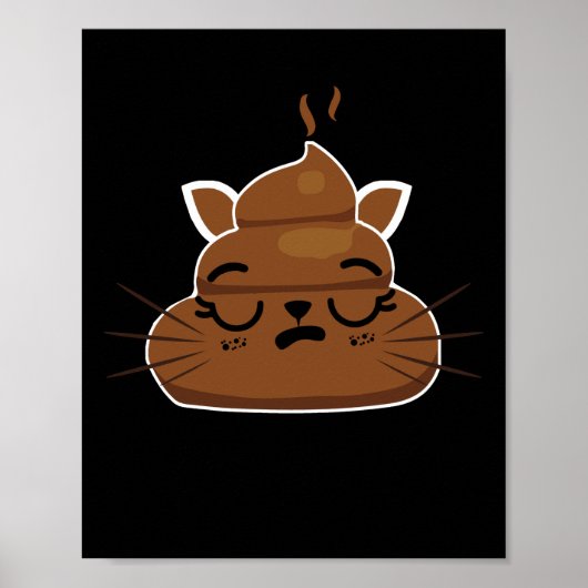 Funny Sleepy Cat Emoji Pajama Poo Emoticon Humor Poster (Voorkant)