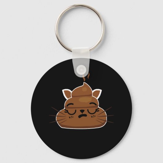 Funny Sleepy Cat Emoji Pajama Poo Emoticon Humor Sleutelhanger (Voorkant)