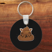 Funny Sleepy Cat Emoji Pajama Poo Emoticon Humor Sleutelhanger (Voorkant)