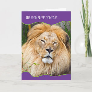 Funny Sleepy Lion Birthday Kaart