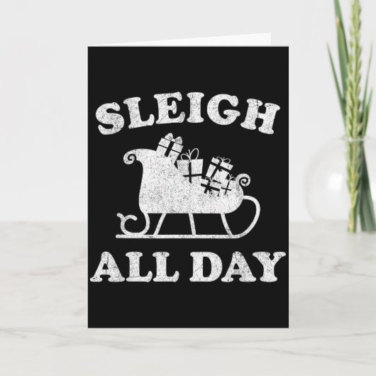 Funny Sleigh All Day Christmas In July Retro Vinta Kaart (Voorkant)