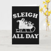Funny Sleigh All Day Christmas In July Retro Vinta Kaart (Gele Bloem)