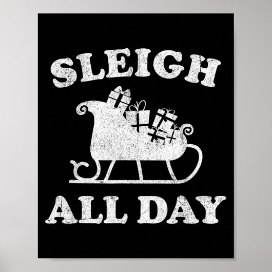 Funny Sleigh All Day Christmas In July Retro Vinta Poster (Voorkant)