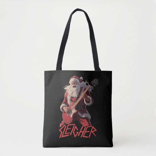 Funny Sleigher Metal Band Rock Santa Christmas Tote Bag (Voorkant)