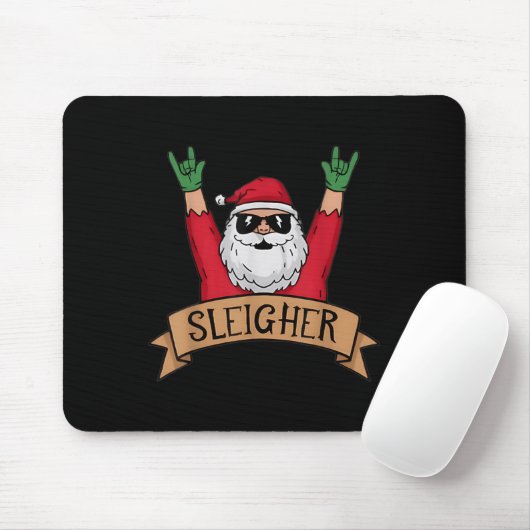 Funny Sleigher Rock N Roll Santa Claus Christmas Muismat (Met muis)