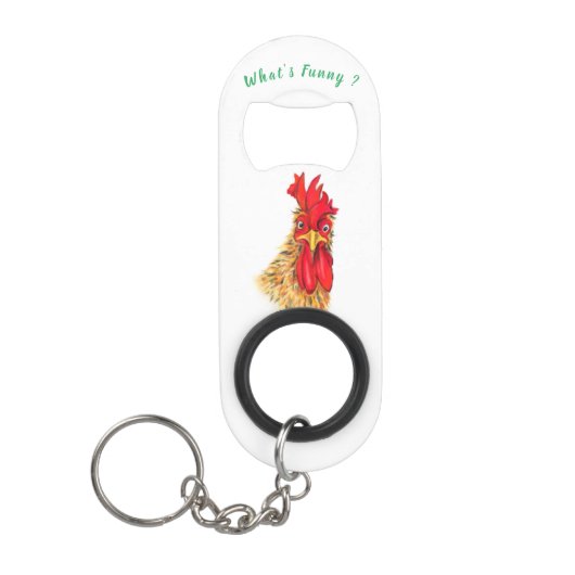 Funny Sleutelhanger Bottle Opener Verraste Haan Mini Flessenopener (Voorkant)
