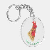 Funny Sleutelhanger Gift met Verraste Haan (Voorkant Links)