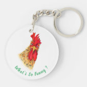 Funny Sleutelhanger Gift met Verraste Haan (Achterkant)