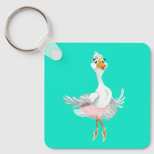 Funny Sleutelhanger met Ballerina Duck - Uw Colors (Voorkant)
