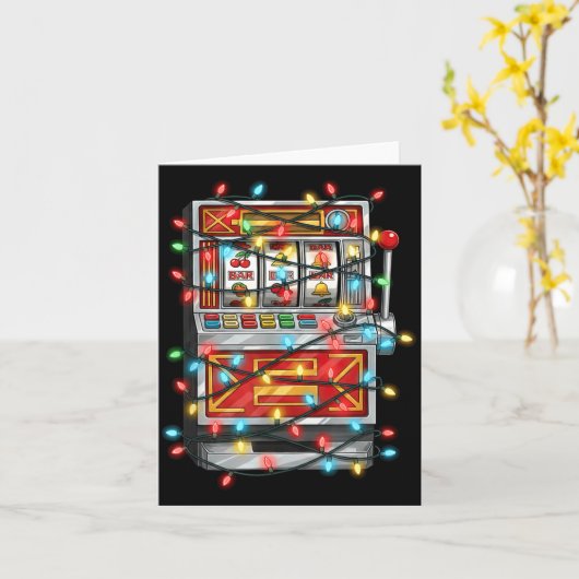 Funny Slot Machine Christmas Graphics Lights Lover Kaart (Gele Bloem)