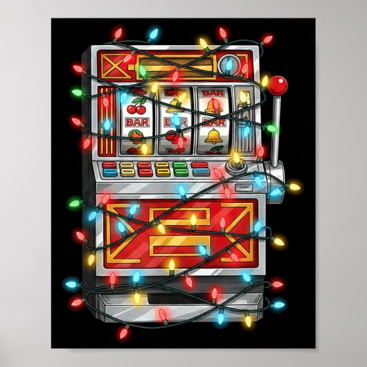 Funny Slot Machine Christmas Graphics Lights Lover Poster (Voorkant)