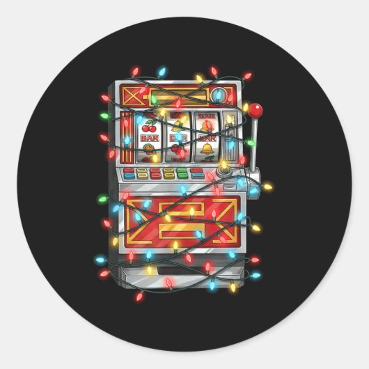 Funny Slot Machine Christmas Graphics Lights Lover Ronde Sticker (Voorkant)