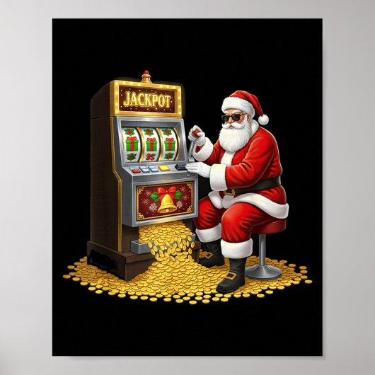 Funny Slot Machine Santa Christmas Graphic Casino  Poster (Voorkant)