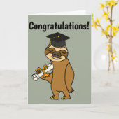 Funny Sloth Afstuderen Cartoon Kaart (Gele Bloem)
