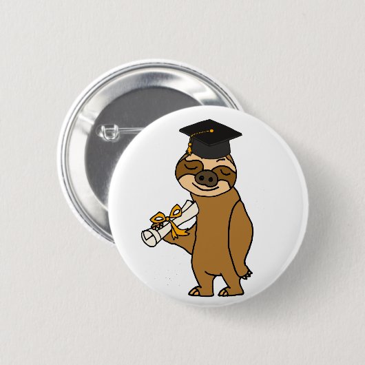Funny Sloth Afstuderen Cartoon Ronde Button 5,7 Cm (Voorkant /achterkant)