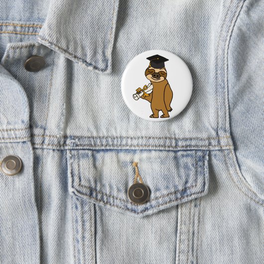 Funny Sloth Afstuderen Cartoon Ronde Button 5,7 Cm (In situ)