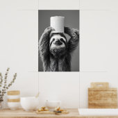Funny Sloth Bathroom Art Print, Toilet Paper Roll Poster (Keuken)
