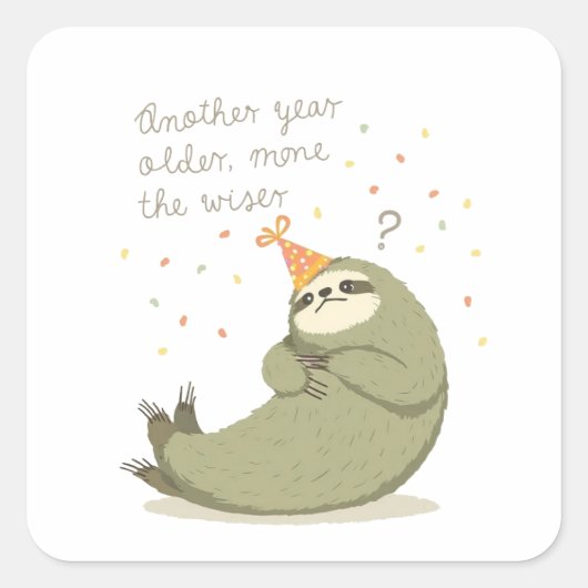 Funny Sloth Birthday Sticker - Sarcastic Vintage (Voorkant)