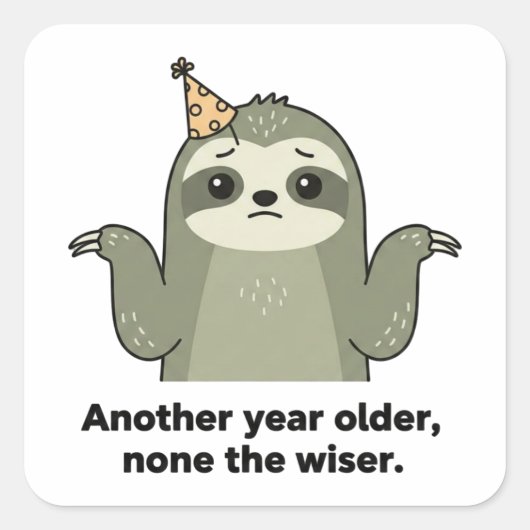 Funny Sloth Birthday Sticker - Sarcastic Vintage (Voorkant)