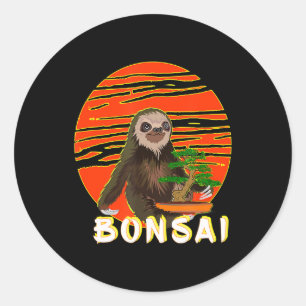 Funny Sloth Bonsai Boom Gift Yoga Masters Ronde Sticker