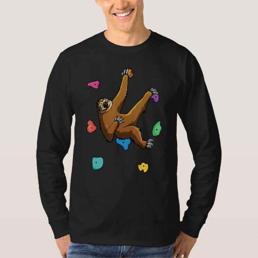 Funny Sloth Bouldering Mannen Vrouwen Kinder Rock  T-shirt (Voorkant)