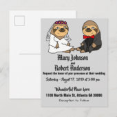 Funny Sloth Bride en Groom Wedding Invitation Uitnodiging Briefkaart (Voorkant / Achterkant)