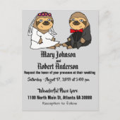 Funny Sloth Bride en Groom Wedding Invitation Uitnodiging Briefkaart (Voorkant)