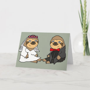 Funny Sloth Bride en Groom Wedding Kaart