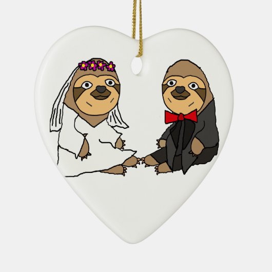 Funny Sloth Bride en Groom Wedding Keramisch Ornament (Rechts)
