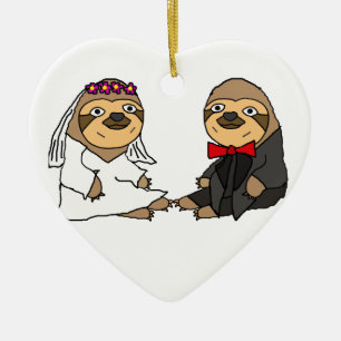 Funny Sloth Bride en Groom Wedding Keramisch Ornament