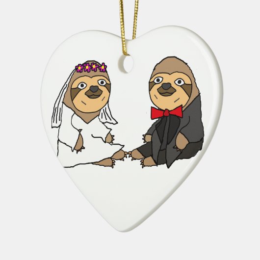 Funny Sloth Bride en Groom Wedding Keramisch Ornament (Links)