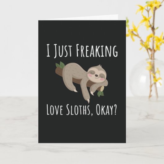 Funny Sloth Cards Humorous Animal Happy Humor Kaart (Gele Bloem)