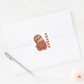 Funny Sloth Cartoon Bruin Schattige Dank u Vierkante Sticker (Envelop)