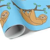 Funny Sloth Cartoon Cadeaupapier (Rol Hoek)