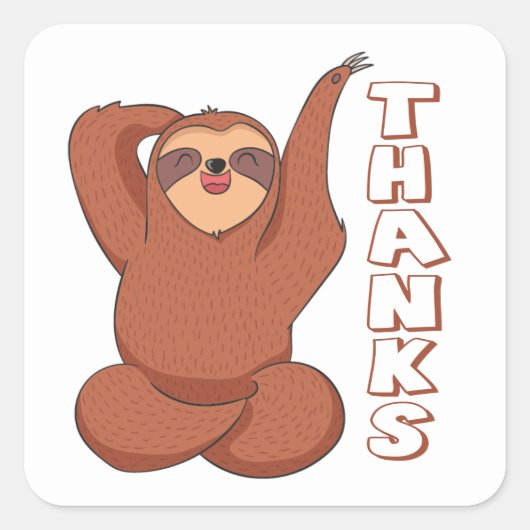Funny Sloth Cartoon Dank je wel Vierkante Sticker (Voorkant)