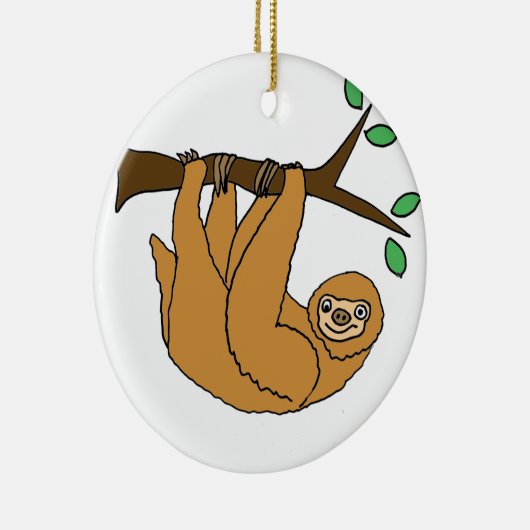 Funny Sloth Cartoon Keramisch Ornament (Rechts)