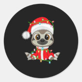 Funny Sloth Christmas Lights Santa Costume Cute An Ronde Sticker (Voorkant)