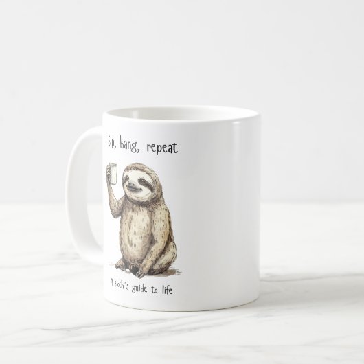 Funny Sloth Coffee Mok (Voorkant links)