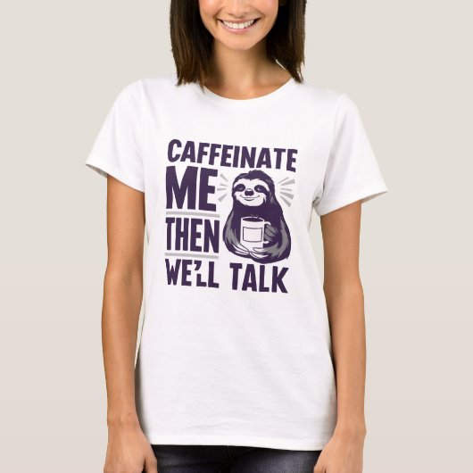 Funny Sloth Coffee T-shirt (Voorkant)