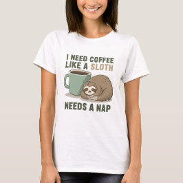 Funny Sloth Coffee T-shirt
