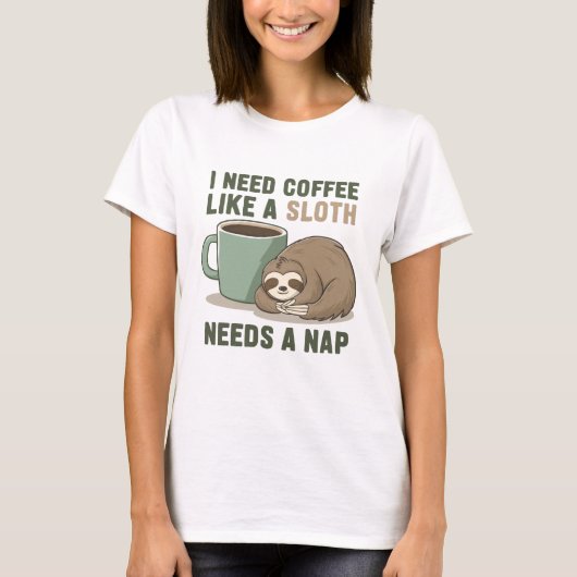 Funny Sloth Coffee T-shirt (Voorkant)